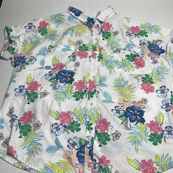 American sweetheart Tropical Button-Up Shirt White Short Sleeve Hawaiian xx - Picture 3 of 10